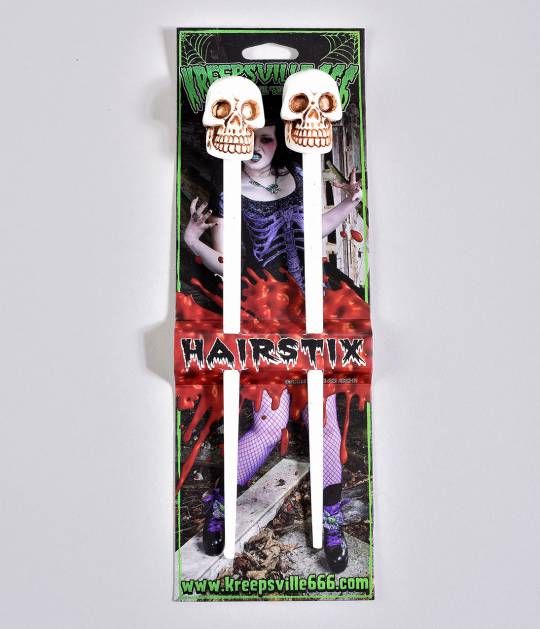Spooky Skull Collection Hair Sticks (White)