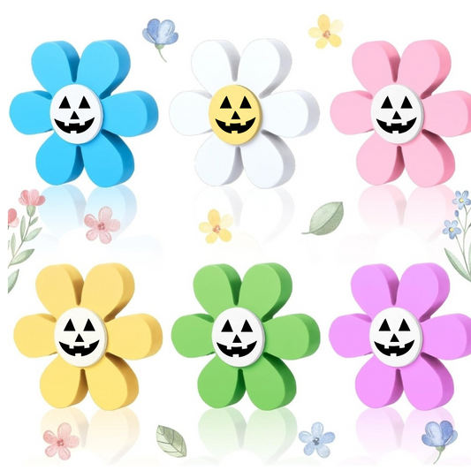 Spooky Chunky Wood Daisy Jack-o-Lantern - Springoween Decor