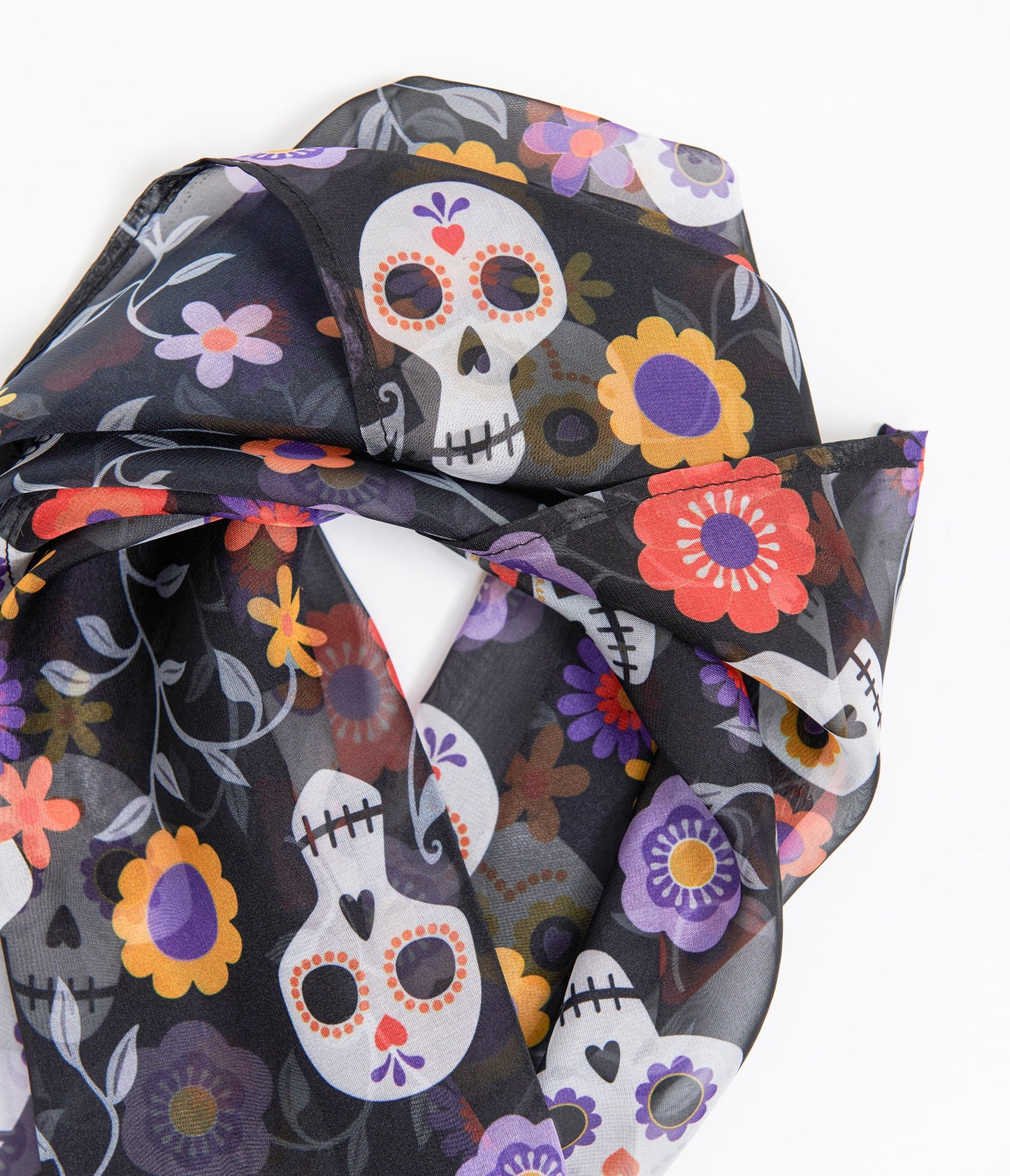 Halloween Printed Hair Scarves - Universal Monsters, Floral Pumpkins, Day of The Dead (Unique Vintage)