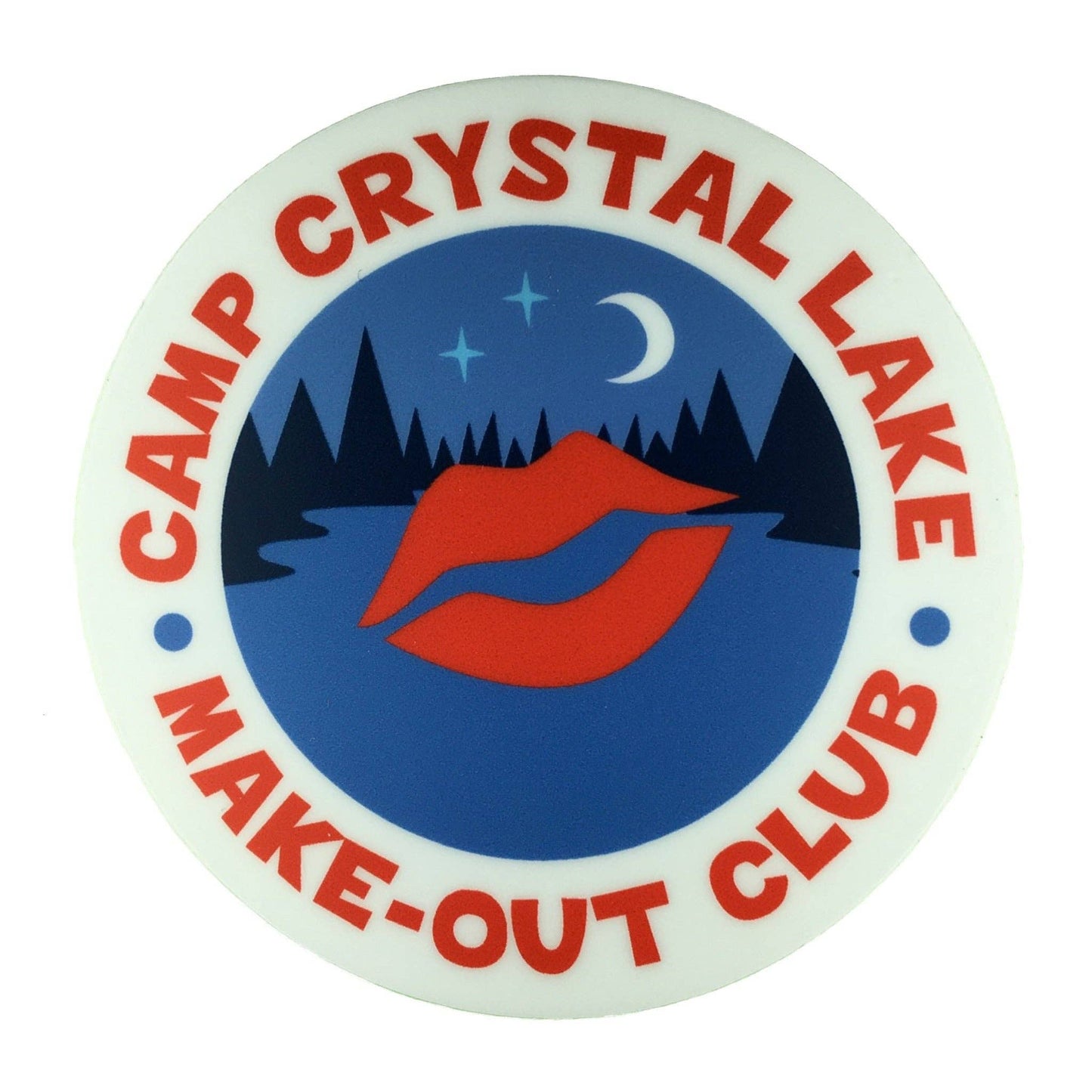 Camp Crystal Lake Make-Out Club circle sticker (Monsterologist)