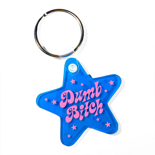 "Dumb Bitch" Star Shaped Vinyl Keychain (Krystan Saint Cat)