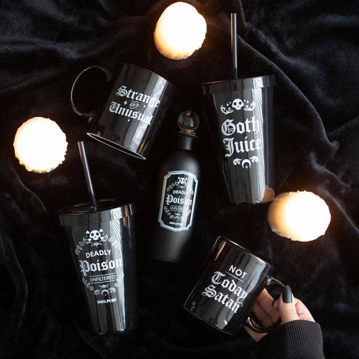 SUPER CLEARANCE Gothic Deadly Poison Plastic Tumbler with Straw