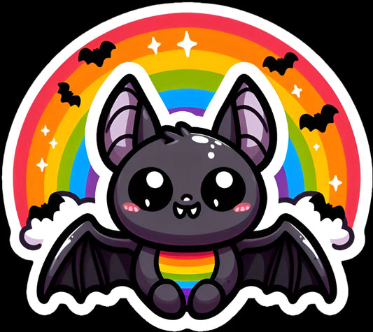 Spooky Cute Bat Rainbow Pride Sticker