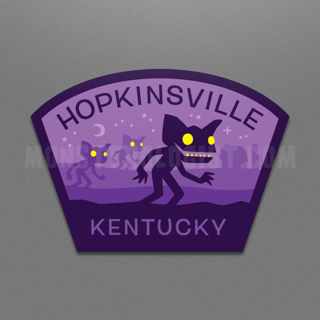 Hopkinsville, Kentucky Travel Vinyl Sticker (Monsterologist)