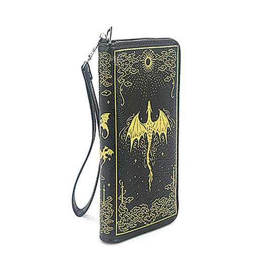 Romantasy Dragon Book Wallet with Wristlet, Gothic Fantasy Dragon Wallet, Book Style Vinyl Wallet