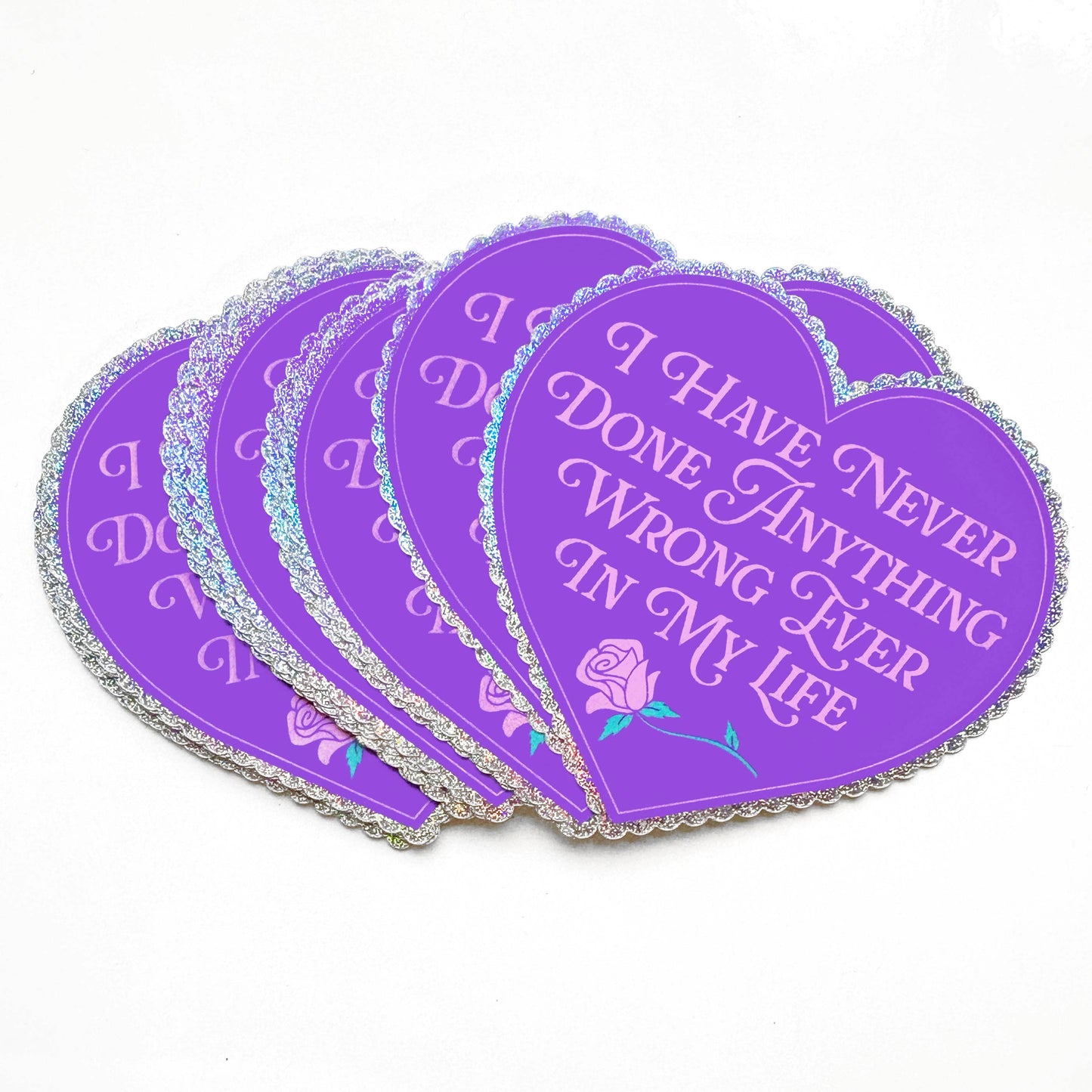"I Have Never Done Anything Wrong" Ever Heart Glitter Sticker (Krystan Saint Cat)