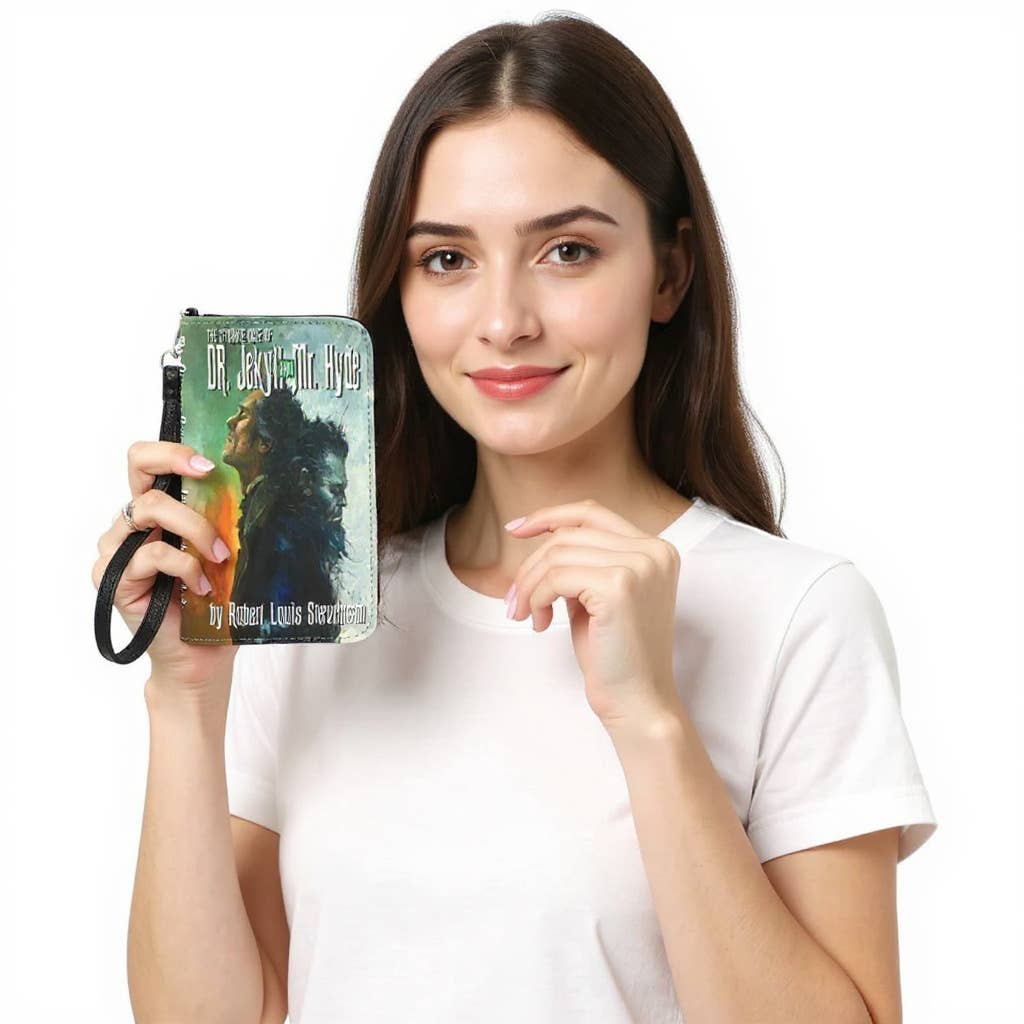 Dr Jekyll and Mr Hyde Book Wallet, Gothic Literary Wallet with Wristlet, Dark Academia Book Style Wallet