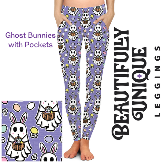 Ghost Bunnies Pocket Leggings (Exclusive) - Easter High-quality Handcrafted Vibrant Leggings