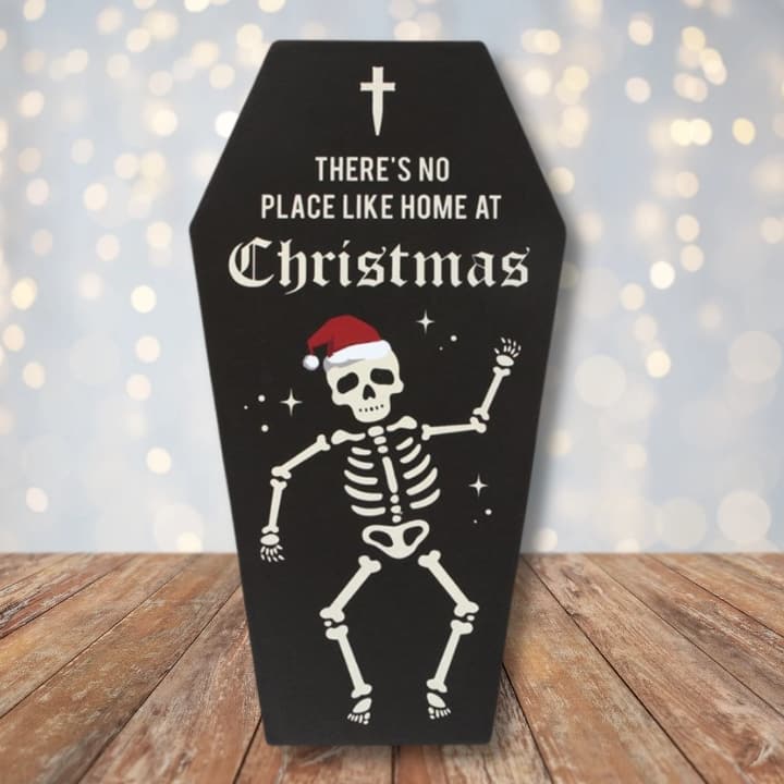 CLEARANCE "No Place Like Home" Chrismas Coffin Plague Sign Decoration