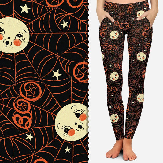 Luna Boo Orange Webs & Stars - Johanna Parker (Exclusive) - Pocket Leggings