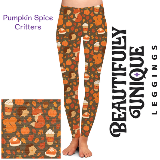 Pumpkin Spice Critters Exclusive Leggings - High-quality Handcrafted Vibrant