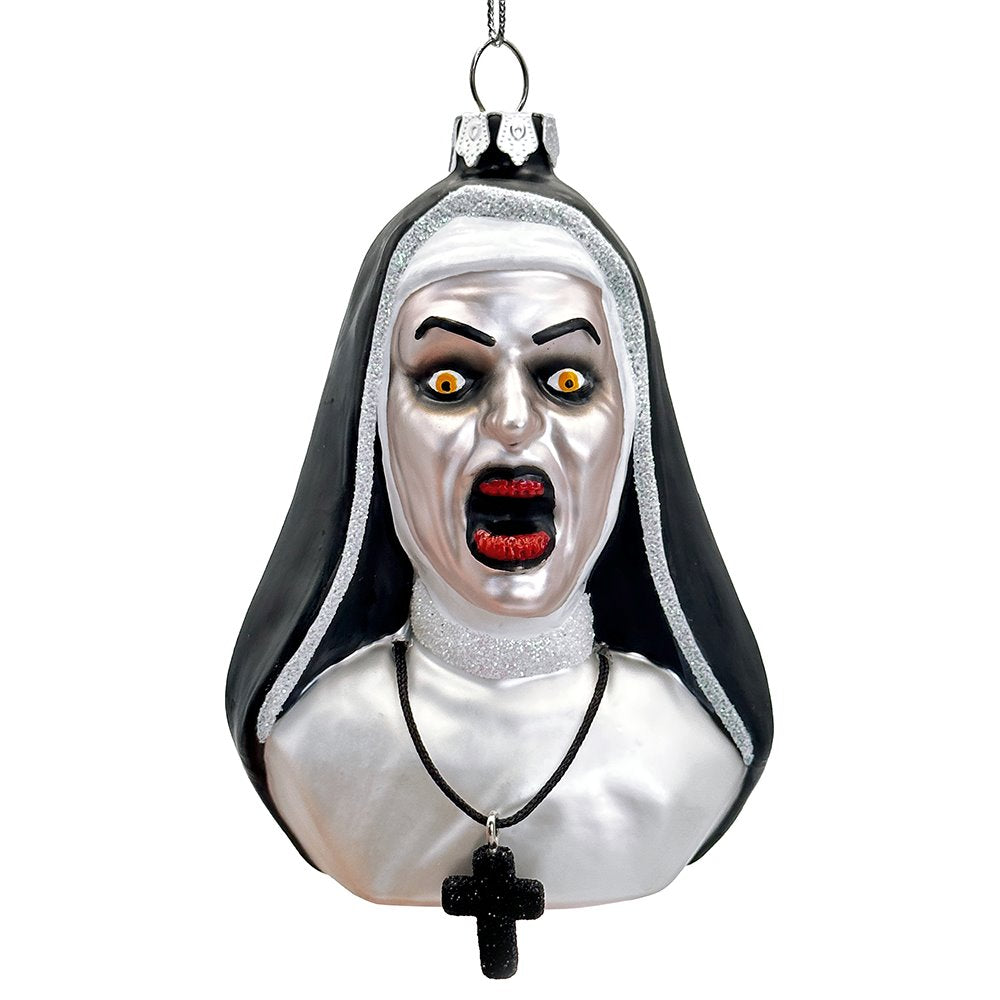 Spooky Decor Creepy Nun Themed Glass Ornament, Halloween Gothic Horror Tree Decoration
