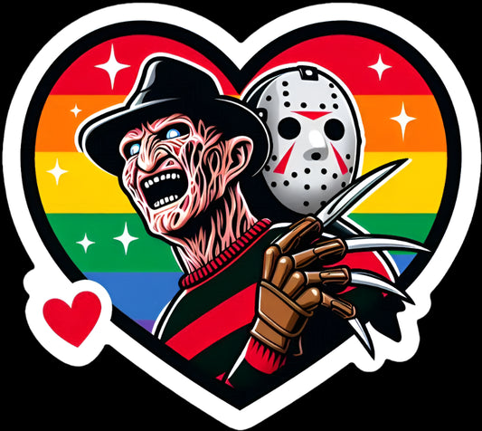 Freddy & Jason Rainbow Pride Sticker