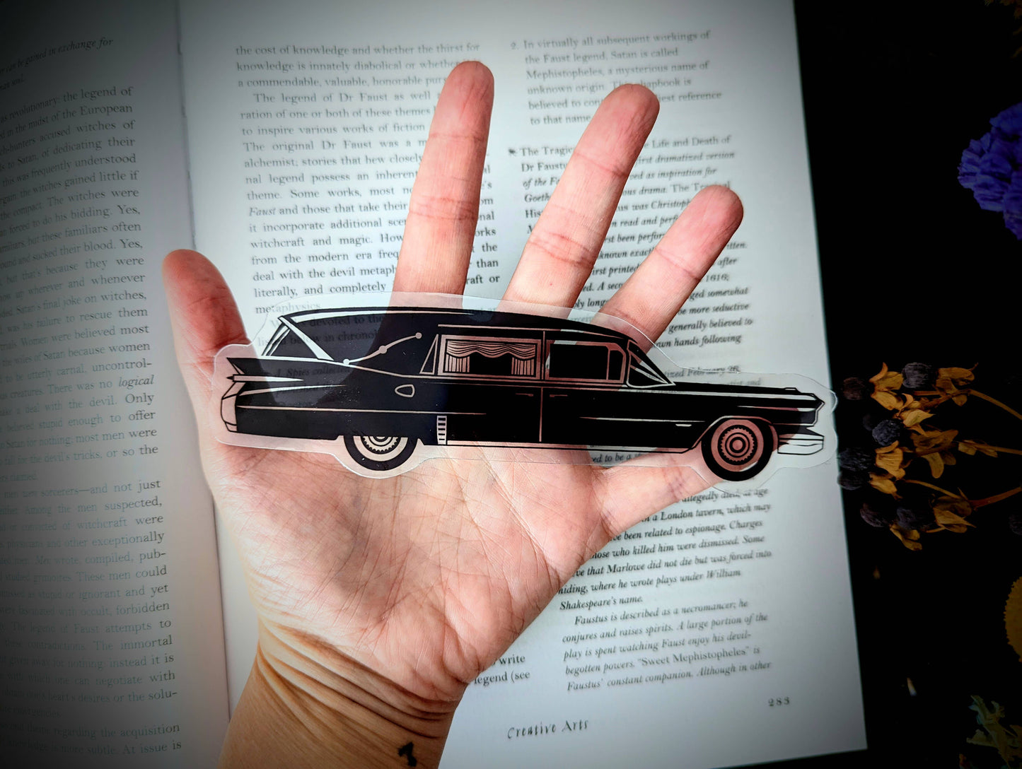 Dark Veinlet - Clear Bookmark - Vintage Hearse Mortuary Goth Gothic Horror