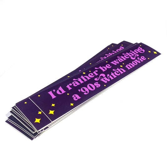 "I'd Rather Be Watching a 90s Witch Movie" Vinyl Sticker (Krystan Saint Cat)