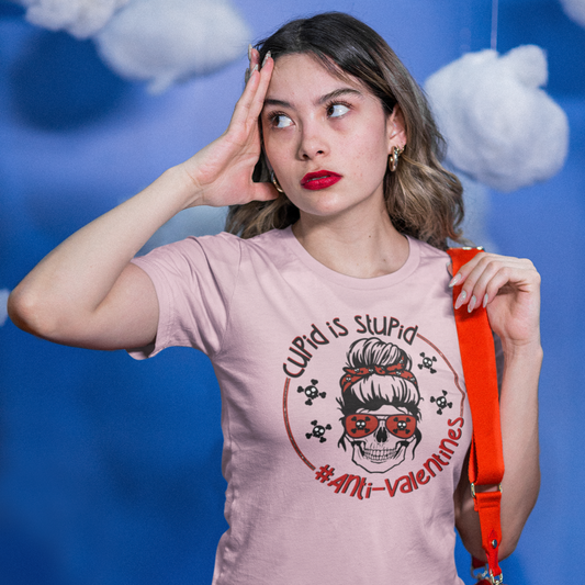 Cupid Is Stupid "Anti-Valentines" Red And Black Tee - Unisex Shirt