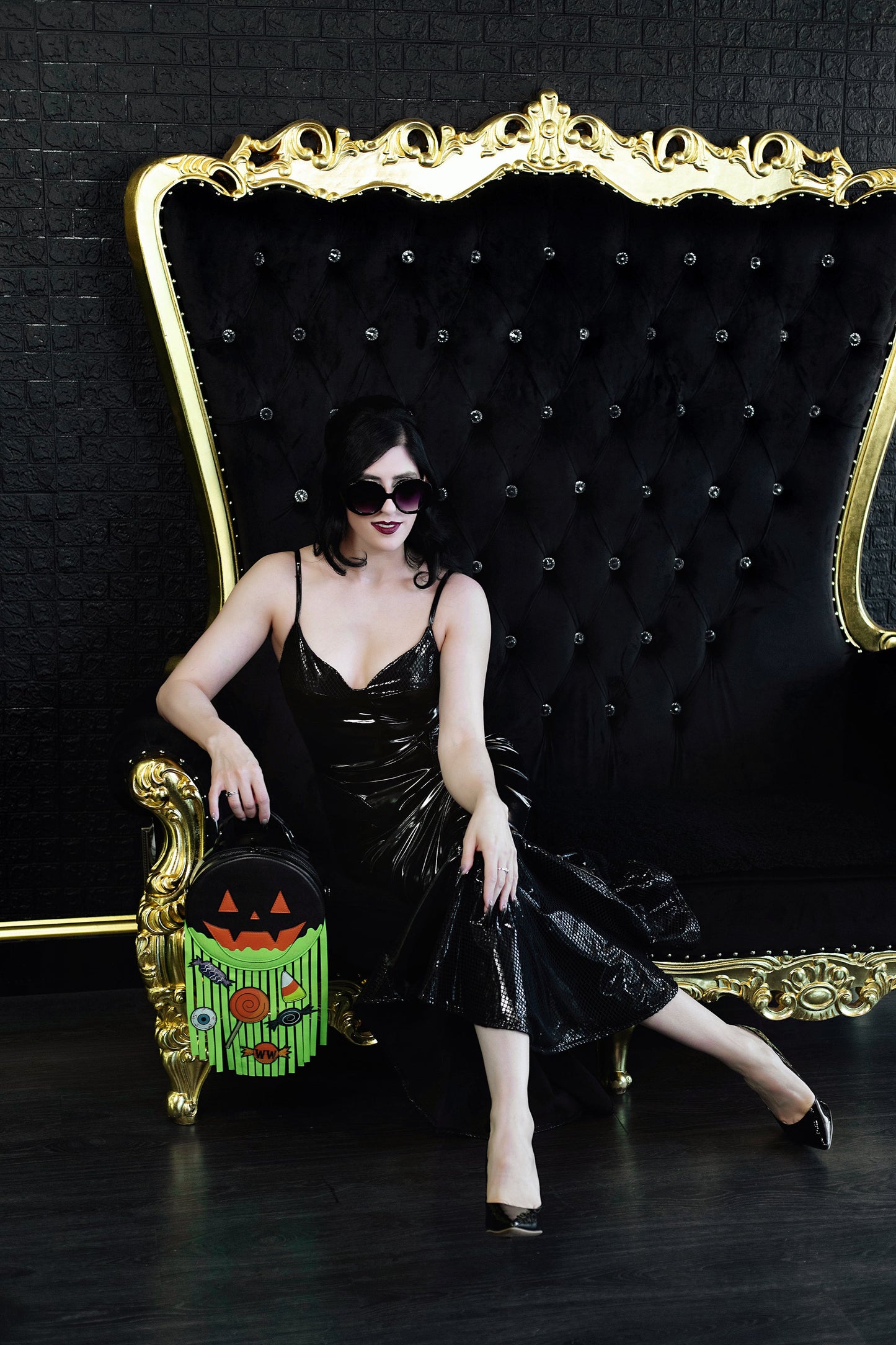 Mini Pumpkin Barf Bag - Faux-Leather Jack-o’-Lantern Fringe Purse with Neon Green “Pumpkin Guts” (Trick-or-Treat Gone Wrong Edition)