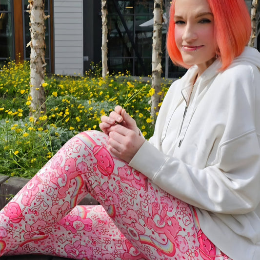 Care Hearts (Semi-Exclusive) - 1980s Cartoon Hearts Valentine's Day Love High-quality Handcrafted Vibrant Leggings