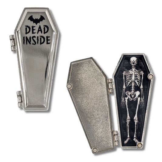 "Dead Inside" Open & Close Coffin Enamel Pin