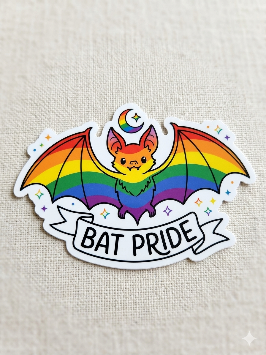 NEW Spooky Cute Bat Rainbow Pride Sticker