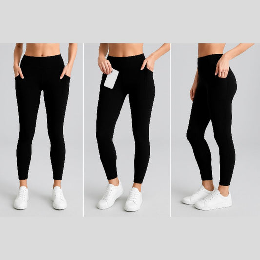 NEW Black Solid with Reinforced Pockets - High-quality Handcrafted Vibrant Leggings