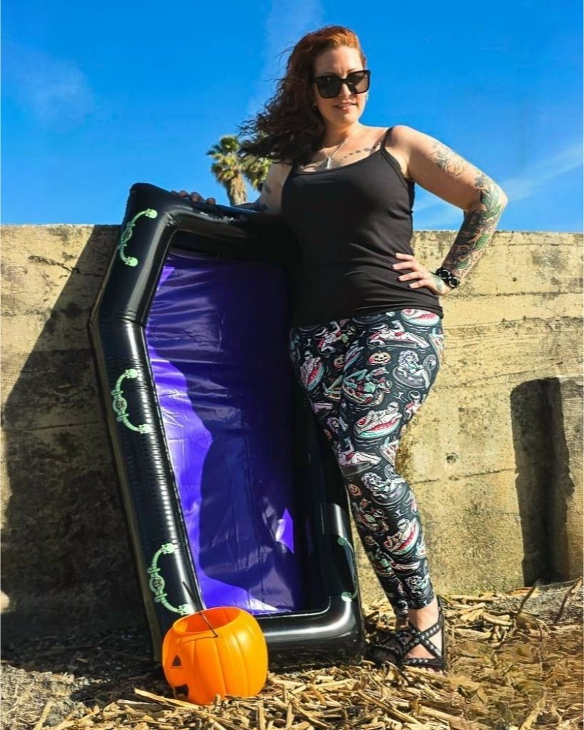 Pool Ghouls Leggings - High-quality Handcrafted Vibrant Summer Spooky
