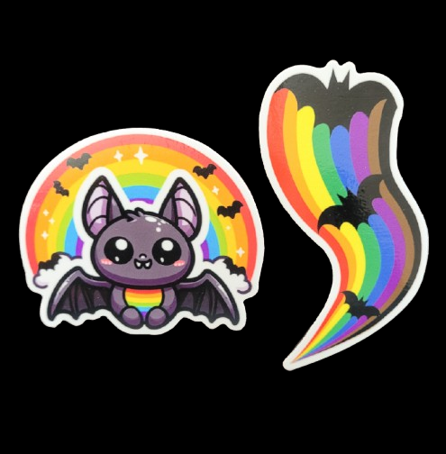 Spooky Cute Bat Rainbow Pride Sticker