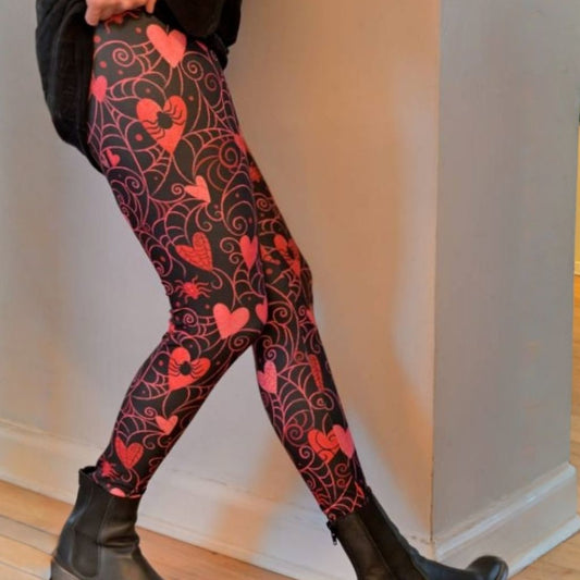 Web of Love Valentine Spooky Spider Web Johanna Parker Exclusive Leggings