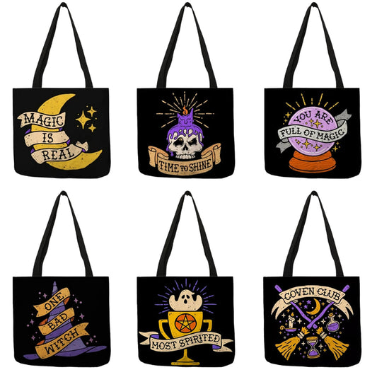 Witchy Black Tote Bags - 6 Spellbinding Styles