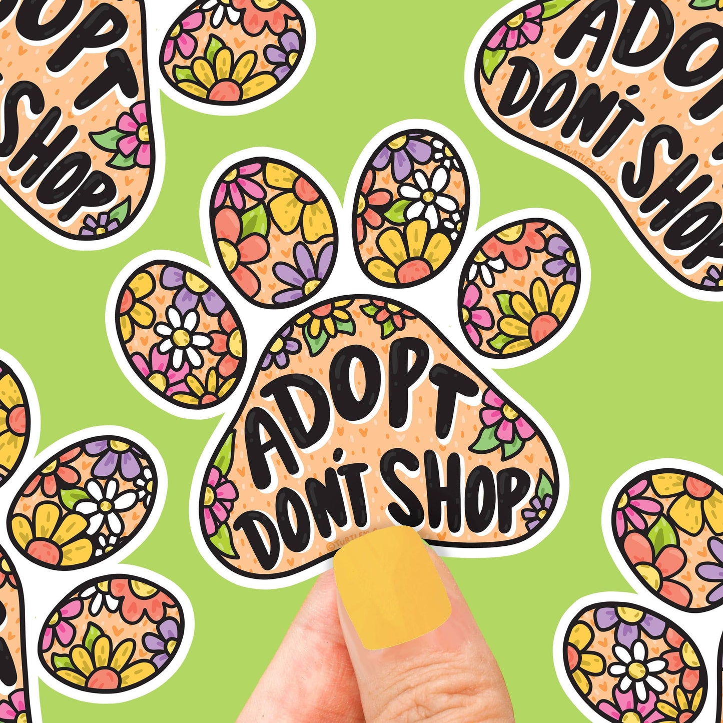 "Adopt Don't Shop" Pawpeint Pet Vinyl Sticker (Turtle's Soup)