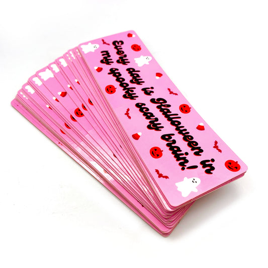 "Every Day Is Halloween" Pink Pumpkins And Ghosts Vinyl Sticker (Krystan Saint Cat)