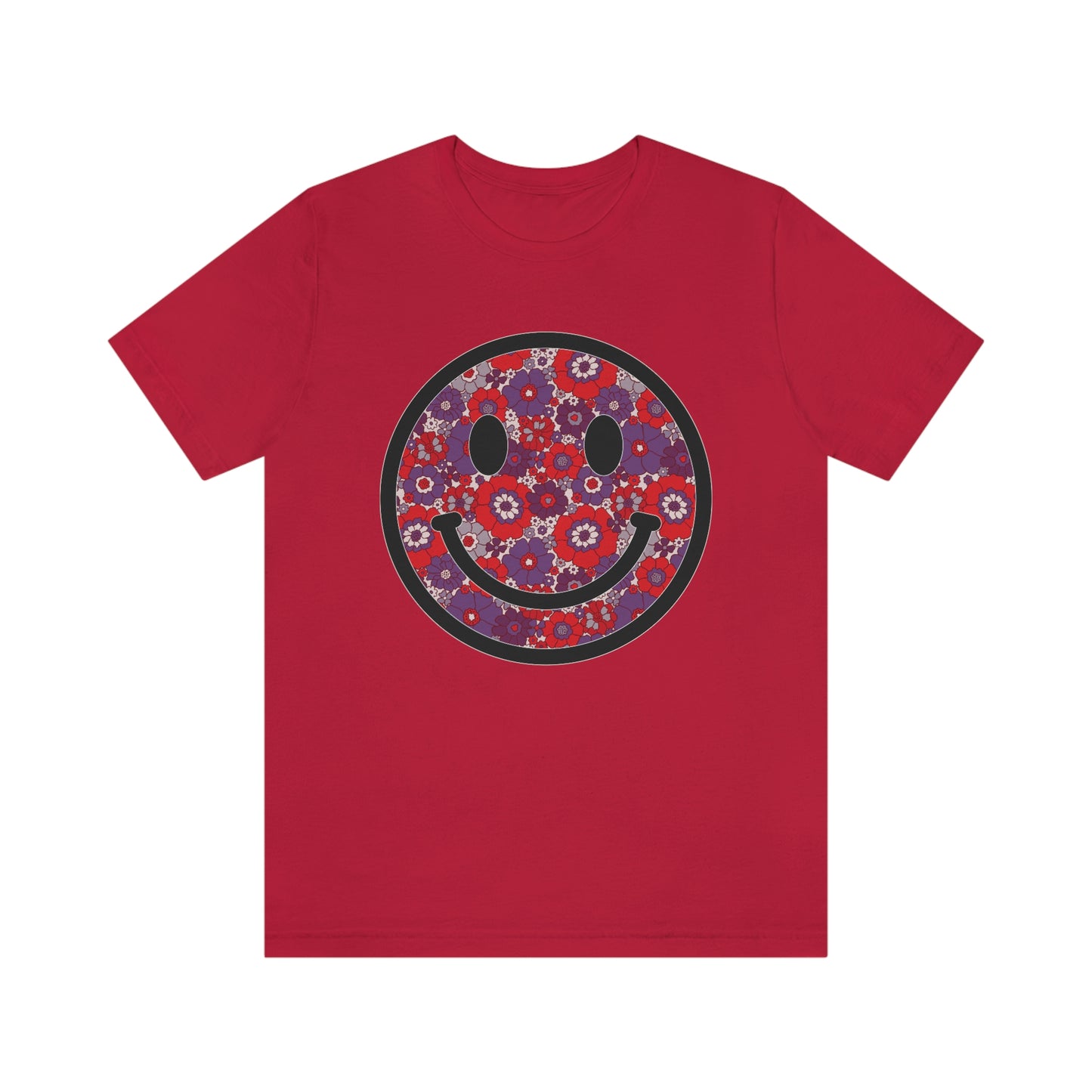 Fourth Of July Red White And Blue Floral Smiley Tee - Unisex Shirt