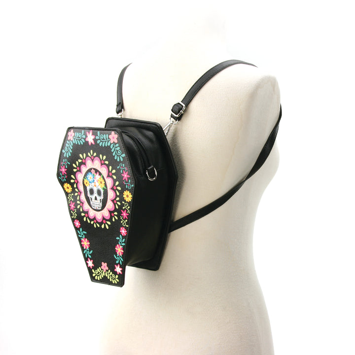 Sugar Skull Coffin Convertible Crossbody Bag & Backpack