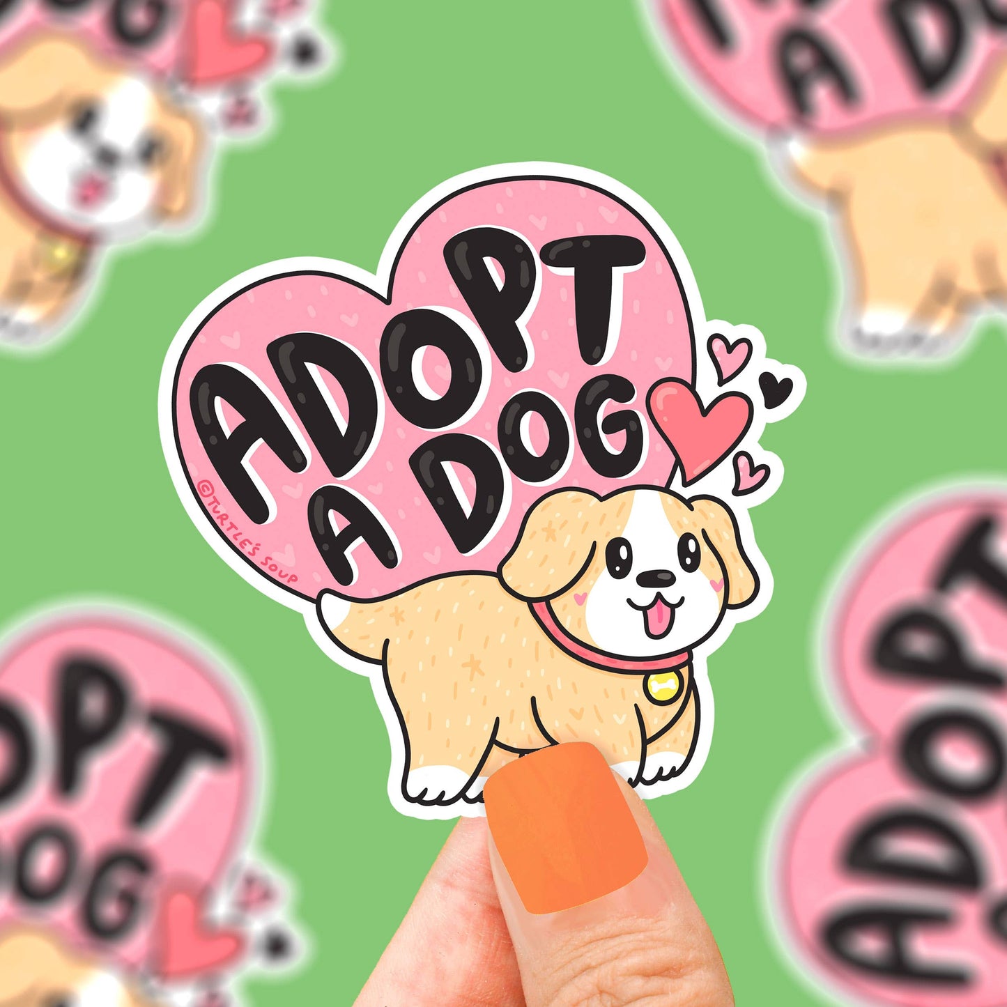 "Adopt a Dog" Vinyl Sticker (Turtle's Soup)