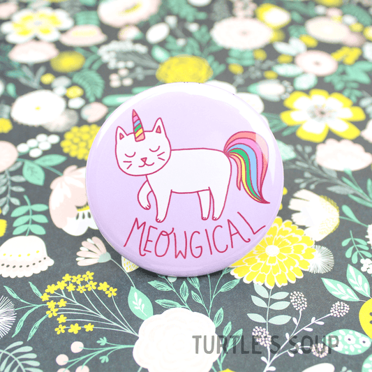 "Meowgical" Cat Unicorn Pinback Button (Turtle's Soup)