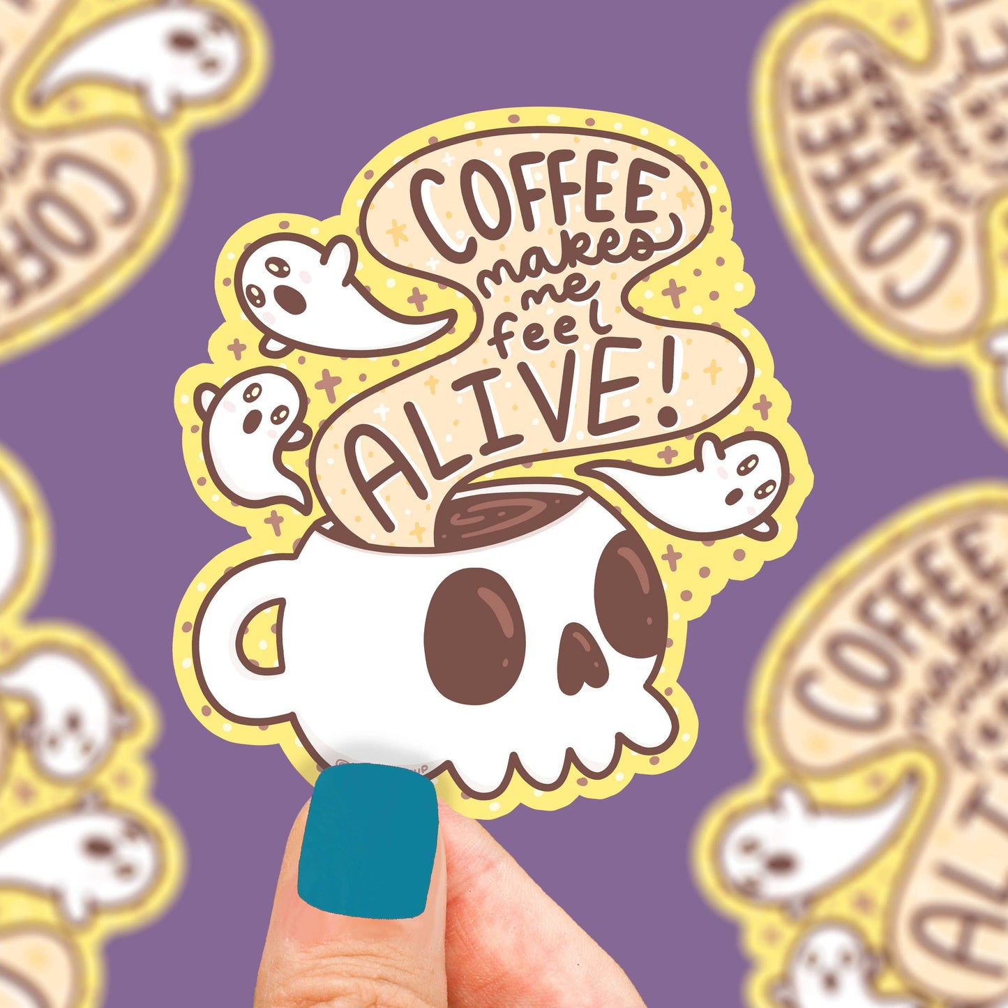 "Coffee Makes Me Feel Alive" Vinyl Sticker (Turtle's Soup)