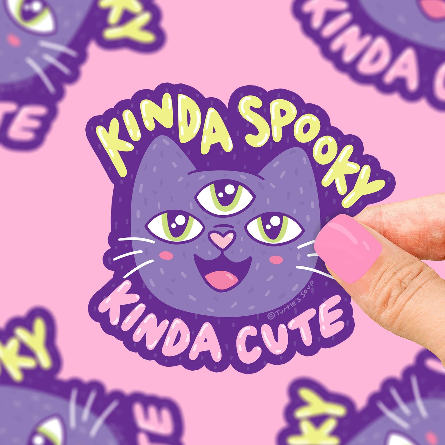 "Kinda Spooky Kinda Cute" Cat Vinyl Sticker (Turtle's Soup)