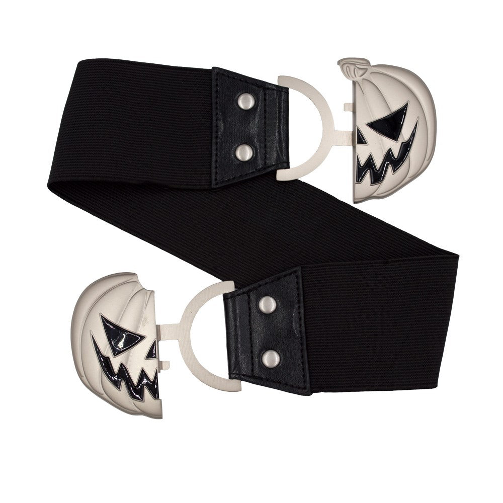 Trick or Treat Pumpkin Evil Black Elastic Waist Belt