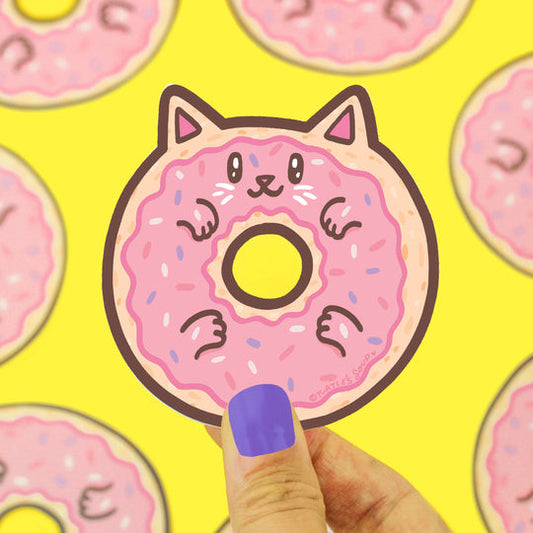 Donut Cat Vinyl Sticker (Turtle's Soup)