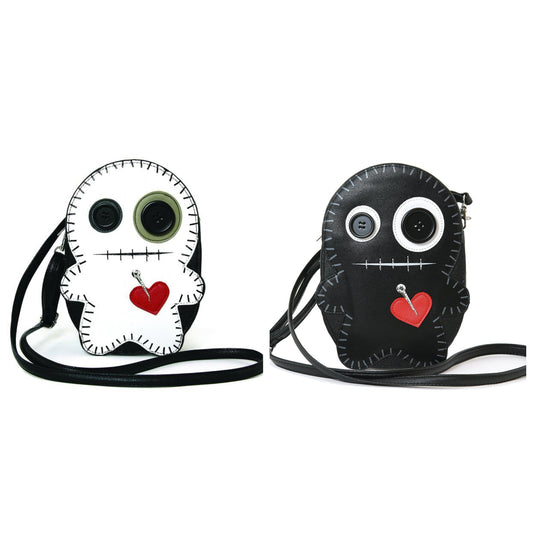 Stitched Voodoo Doll Shoulder Crossbody Bag (White or Black)