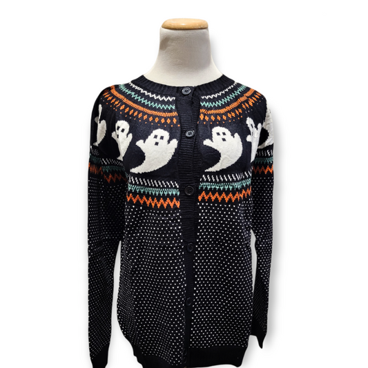 CLEARANCE Ghosts Cardigan Sweater (Orange or Black)