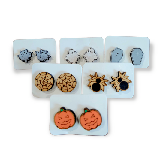 Halloween Stud Laser Engraved Earrings