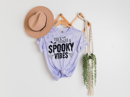 "Thick Thighs & Spooky Vibes" Colorblast Tee - Unisex Shirt
