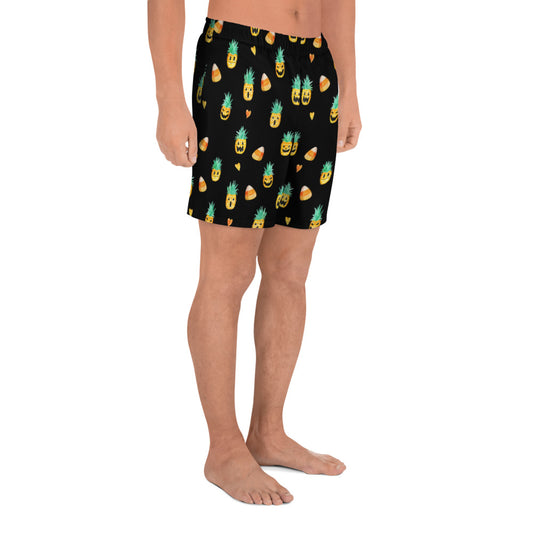 Summerween Too - Men's Candy Corn and Jack-O-Lantern Black Athletic Lounge Shorts