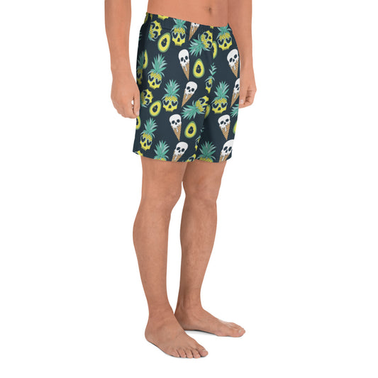 Summerween Too - Men's Ice Cream Skulls and Pineapples Navy Blue Athletic Lounge Shorts