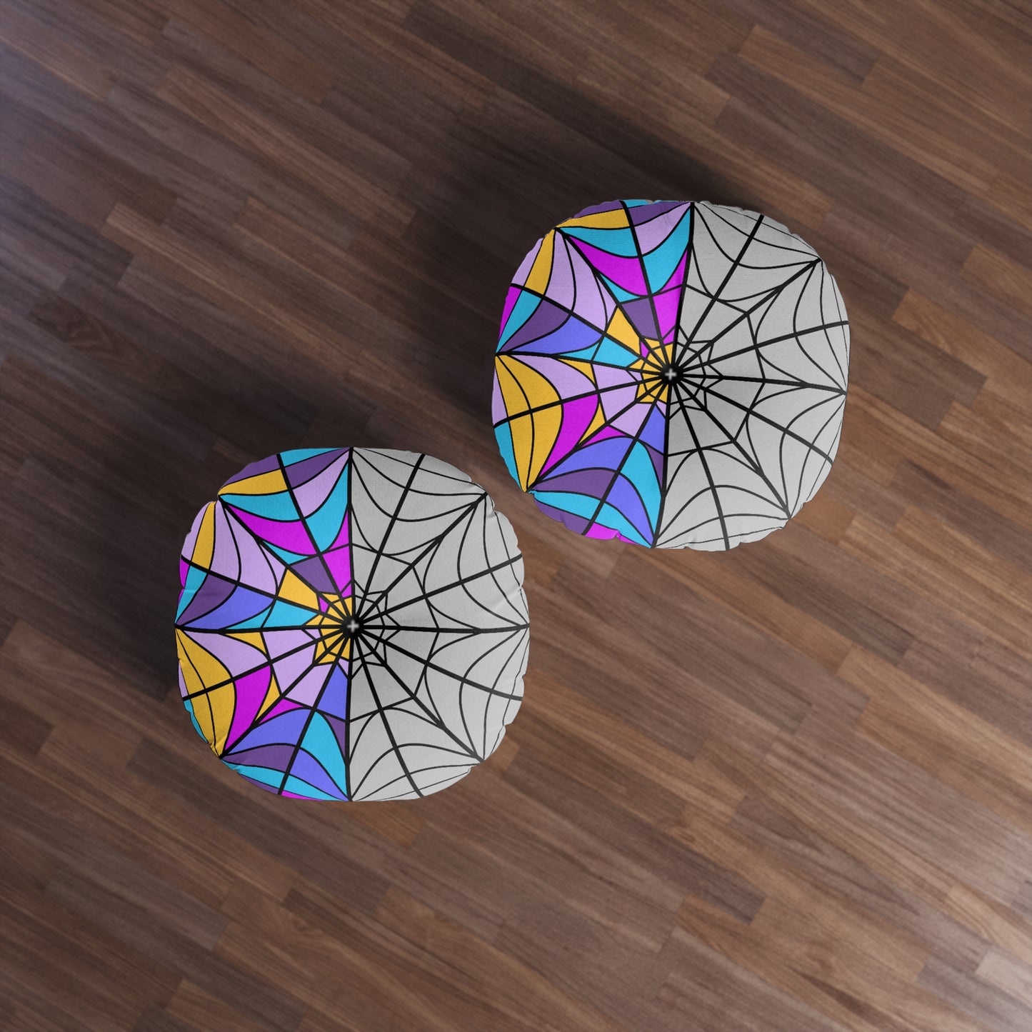 Ophelia Hall Window Wednesday Tufted Colorful Floor Pillow Round