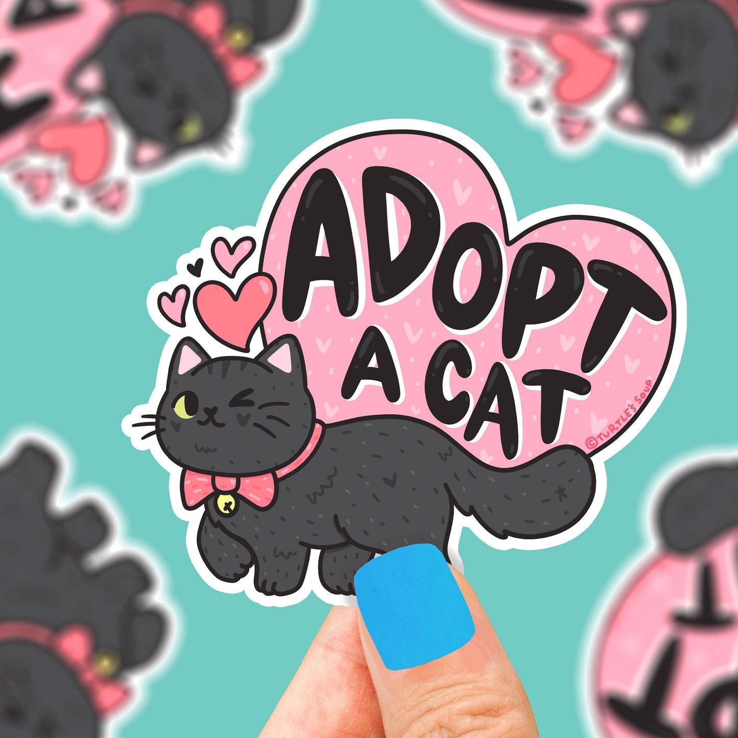 "Adopt a Cat" Vinyl Sticker (Turtle's Soup)