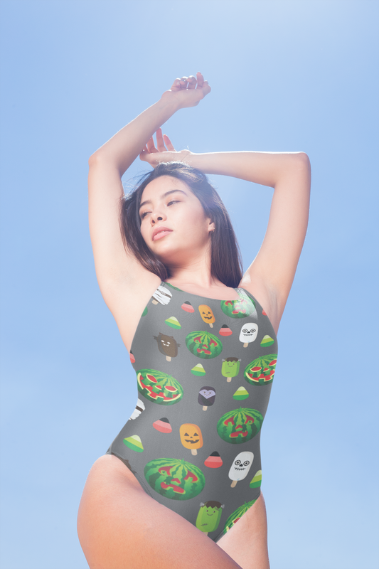 Women's Halloween Jack-O-Melon One-Piece Swimsuit