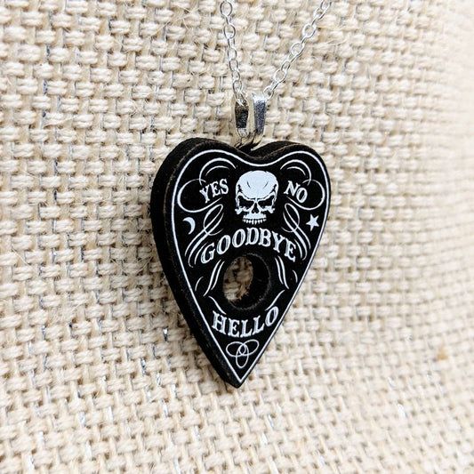 Skull Black Spirit Board Planchette Ouija Pendant Necklace