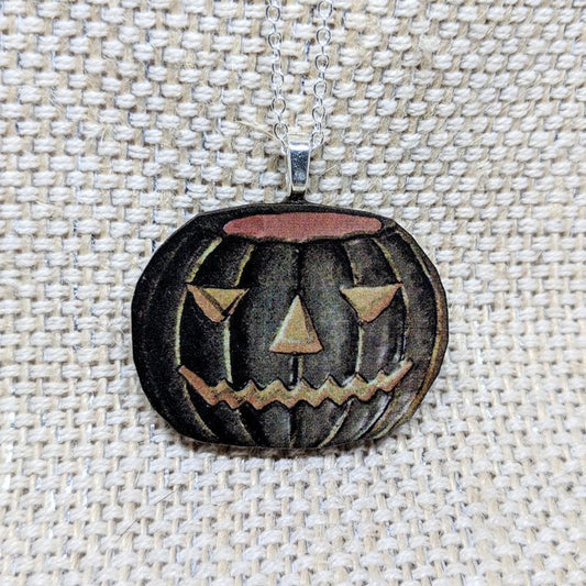 Vintage Black Jack O' Lantern Necklace